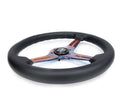 NRG Light Weight Gaming Steering Wheel - 350mm 3 NeoChrome Silver Spokes Perforated Leather