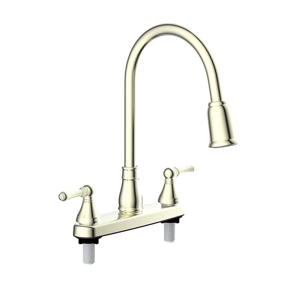 UTOPIA KITCHEN FAUCET 8IN PULL DOWN SPOUT BRUSH NICKEL W/TEA POT HANDLES