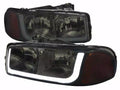 HEADLIGHTS WITH LED BAR CHROME HOUSING AND SMOKED LENS