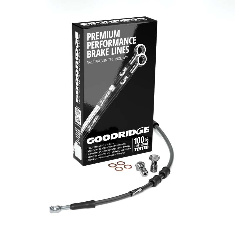 Goodridge 01-05 HD FXDL +2in Clear Brake Line Kit w/Black Fittings