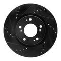 R1 04-12 Mitsubishi Galant Front Left Drilled & Slotted Black Brake Rotor