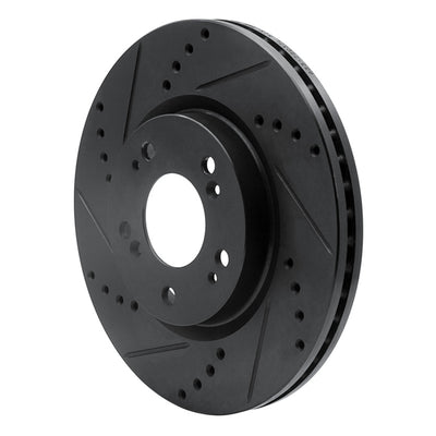 R1 04-12 Mitsubishi Galant Front Left Drilled & Slotted Black Brake Rotor