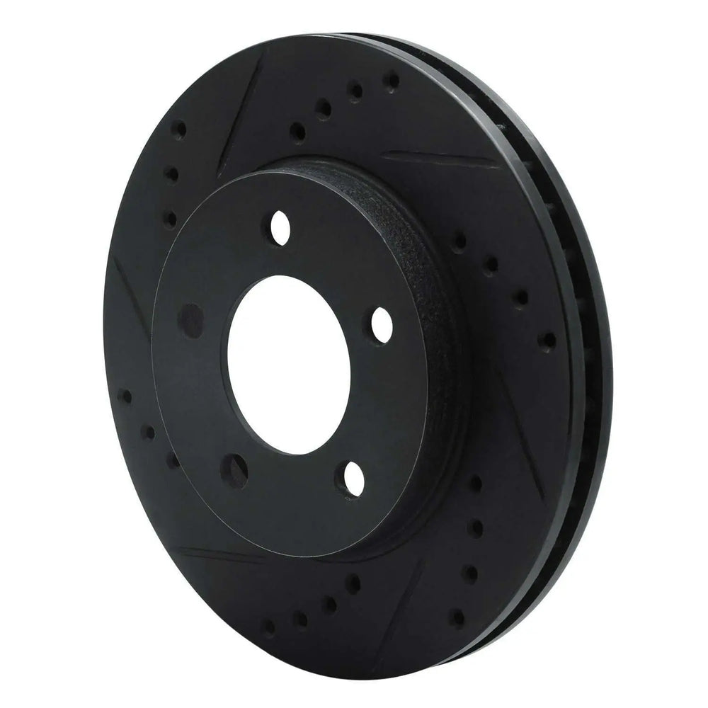 R1 70-93 Ford Taurus SHO Front Left Drilled & Slotted Black Brake Rotor
