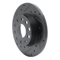 R1 05-13 Audi A3 Rear Left Drilled & Slotted Black Brake Rotor
