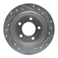 R1 93-04 Chrysler 300M Rear Left Drilled & Slotted Silver Brake Rotor