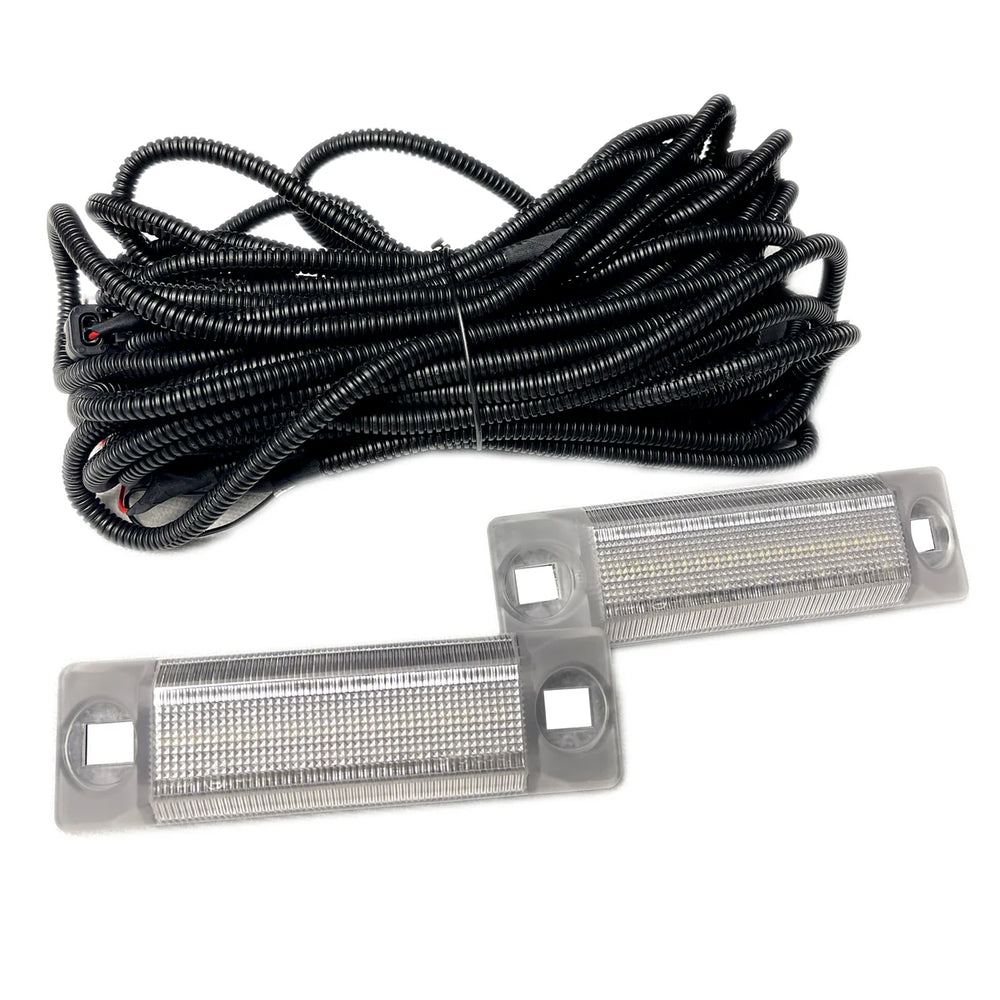 Dodge RAM 16-18 1500 / 19-23 1500 CLASSIC BODY 16-18 2500/3500 Ultra High Power Bed Rail / Cargo Area LED Light Kit w/ Complete Wiring Kit - 2-Piece Set in White LED with Clear Lens