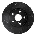 R1 06-15 Lexus GS300 Right Front Drilled & Slotted Black Brake Rotor