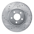 R1 89-95 Chrysler LeBaron Front Left Drilled & Slotted Silver Brake Rotor