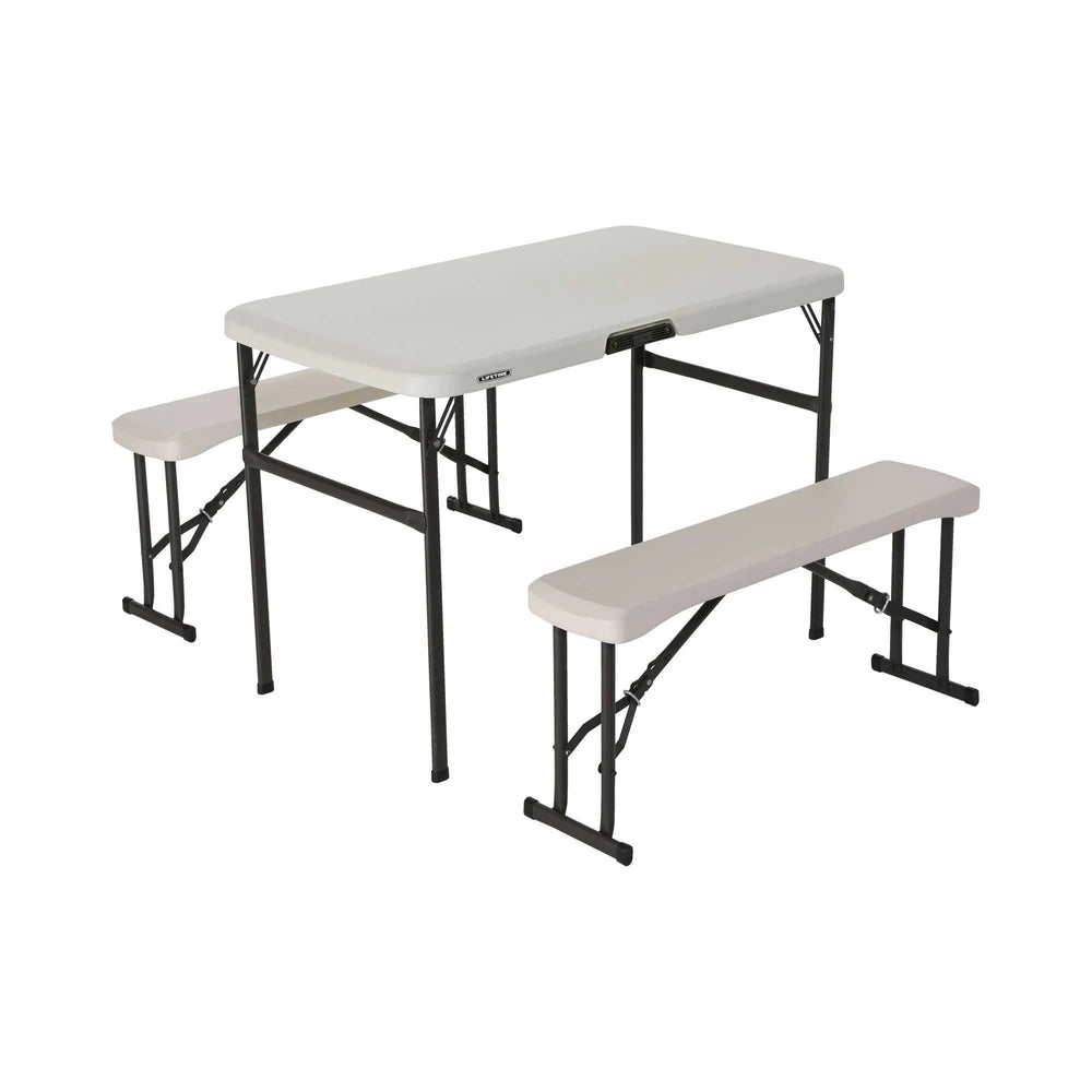 LIFETIME FOLDING PICNIC TABLE WITH BENCHES ALMOND