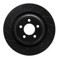 R1 05-23 Chrysler 300 Rear Left Drilled & Slotted Black Brake Rotor
