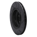 R1 05-23 Chrysler 300 Rear Left Drilled & Slotted Black Brake Rotor