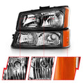 ANZO 2003-2006 Chevy Silverado Crystal Headlight w/ Signal Light Black Amber (4 pcs)