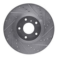 R1 09-23 Nissan 370Z Front Right Drilled & Slotted Silver Brake Rotor