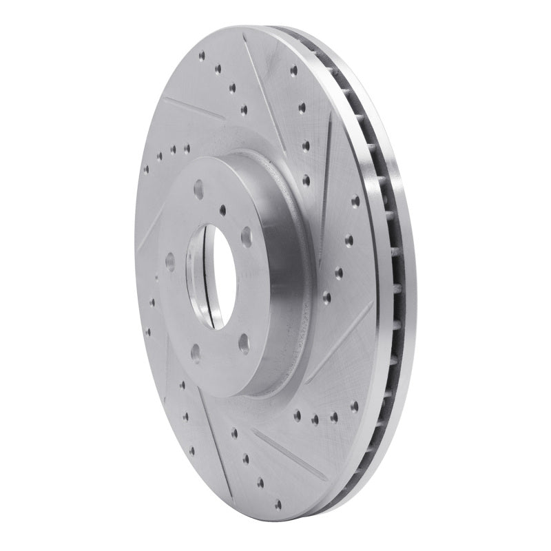 R1 09-23 Nissan 370Z Front Right Drilled & Slotted Silver Brake Rotor