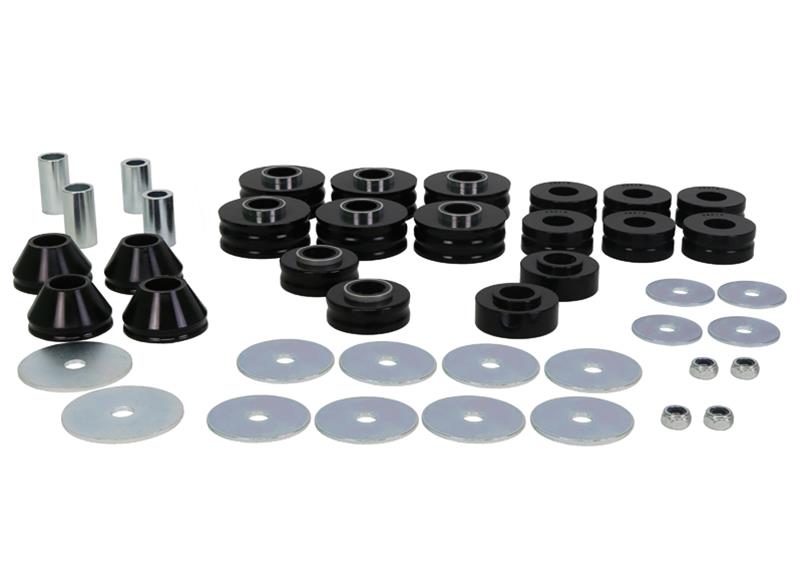 Body mount - bushing 20 Bushings 4 Tubes 4 Nuts 14 Washers Grease Install Guide