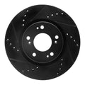 R1 04-12 Mitsubishi Galant Front Left Drilled & Slotted Black Brake Rotor