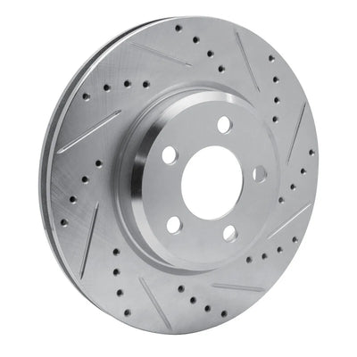 R1 2005-2023 Chrysler 300 Front Right Drilled & Slotted Silver Brake Rotor