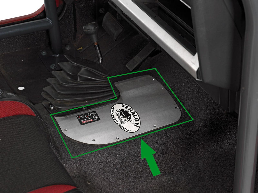 Shifter Cover: 1987-1996 Jeep Wrangler YJ; shifter cover; polished diamond tread plate aluminum
