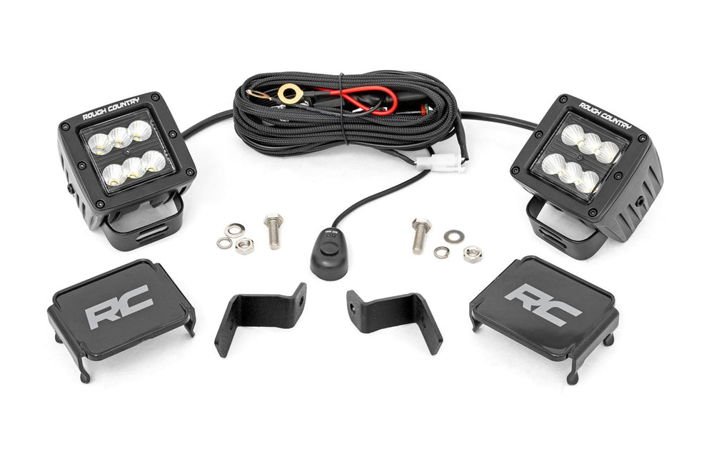 Rough Country LED Light Kit Ditch Mount 2 Black Pair Flood Ford F-150 (15-26) F-150 Lightning (22-26) 71029