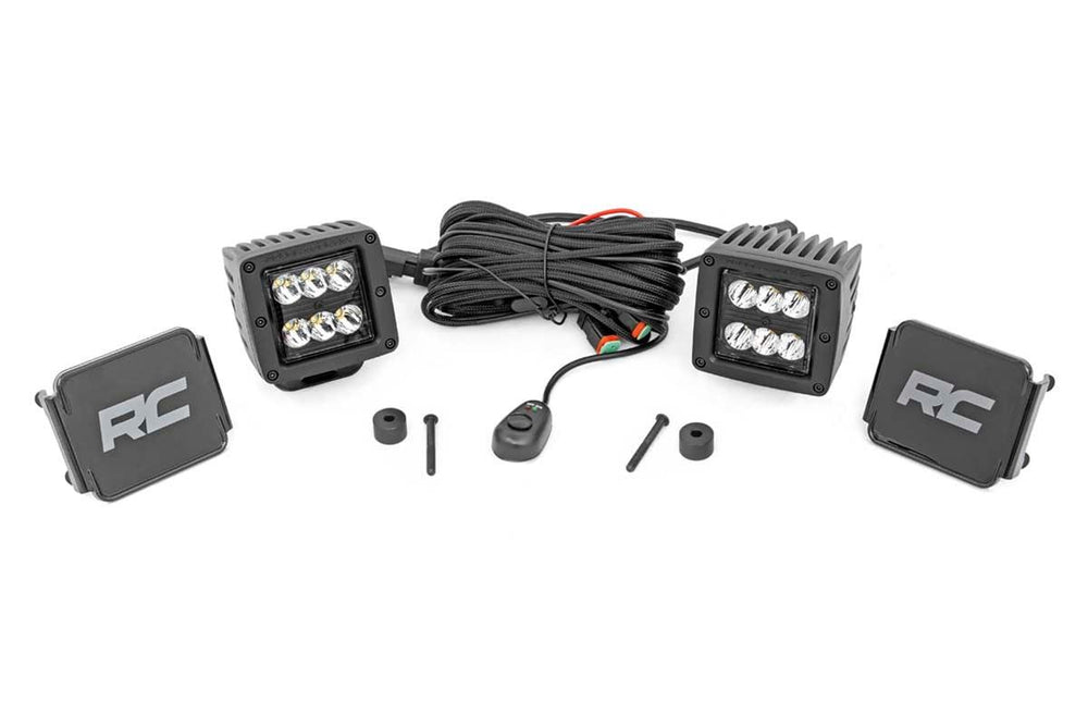 1x 70059 1x 70903BL LED Light Cowl Mnt 2 Black Pair Jeep Gladiator JT (20-22) Wrangler JL (18-22)