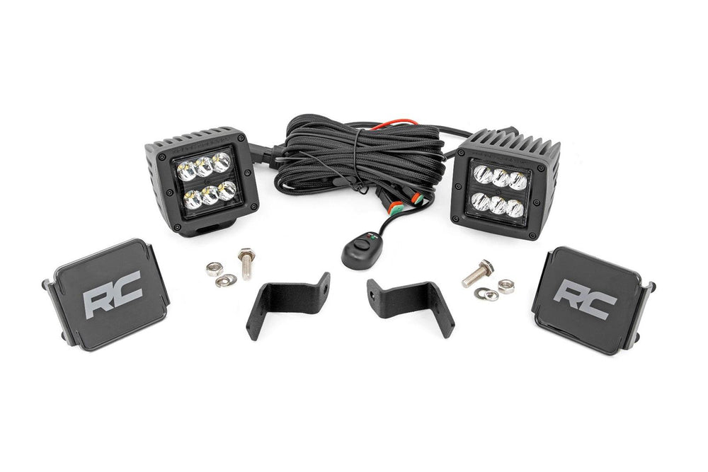 Rough Country LED Light Kit Ditch Mount 2 Black Pair Spot Ford F-150 (15-26) F-150 Lightning (22-26) 71028