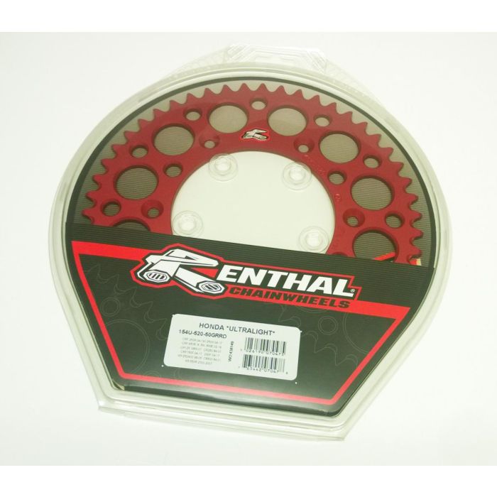 Renthal 96-17 Honda CRF 230F/ CR250R/ CRF450R Rear Grooved Sprocket - Red 520-50P Teeth