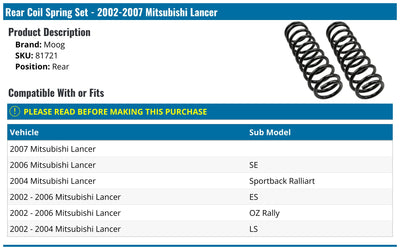 MITSUBISHI LANCER 0207 COIL SPRING SET