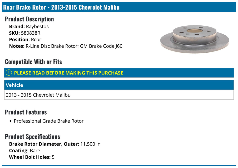 11 REGAL REAR ROTOR 2.4L