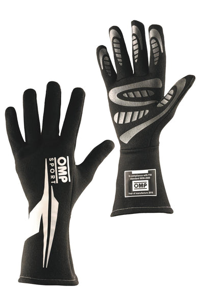 OMP Os 60 Gloves Black/White L (Fia/Sfi)