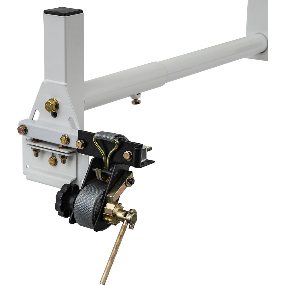 RATCHET STRAP MOUNT WITH RATCHETING TIE DOWN FOR VAN LADDER RACKS
