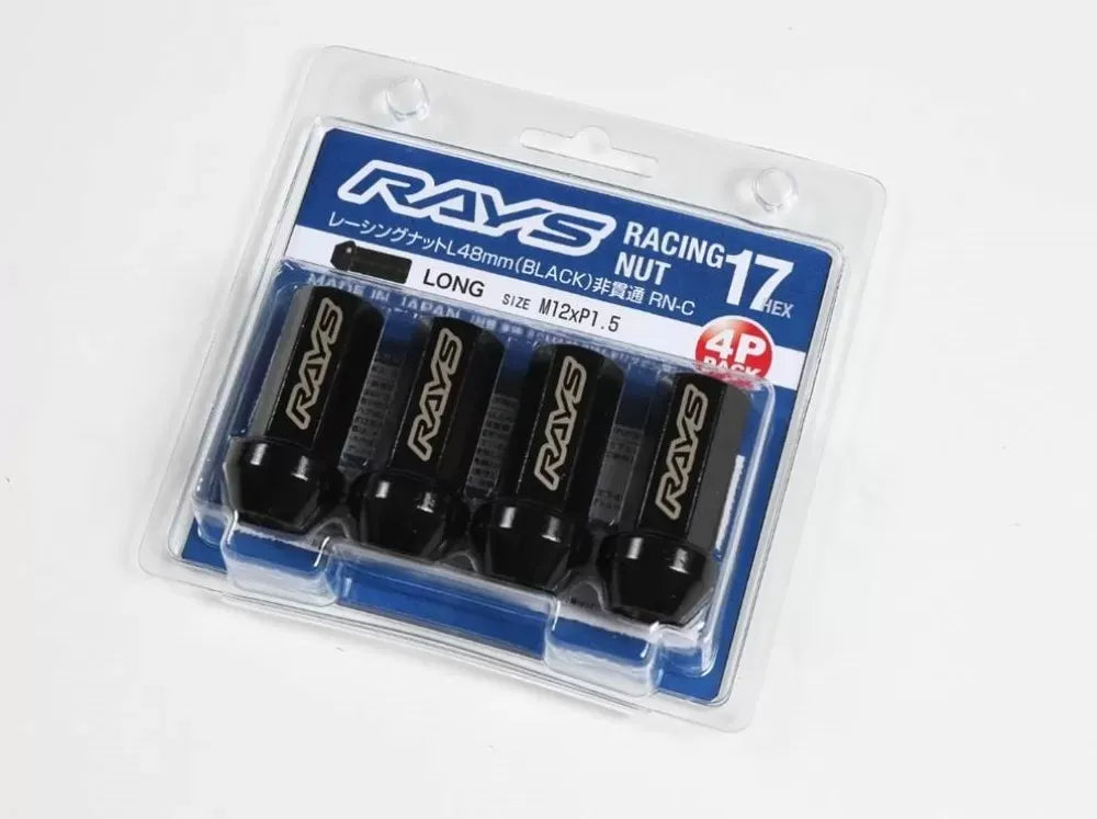 Rays 17HEX Racing Nut 12x1.5 Set L48 (Closed End) (4 PCS) - Black Chromate