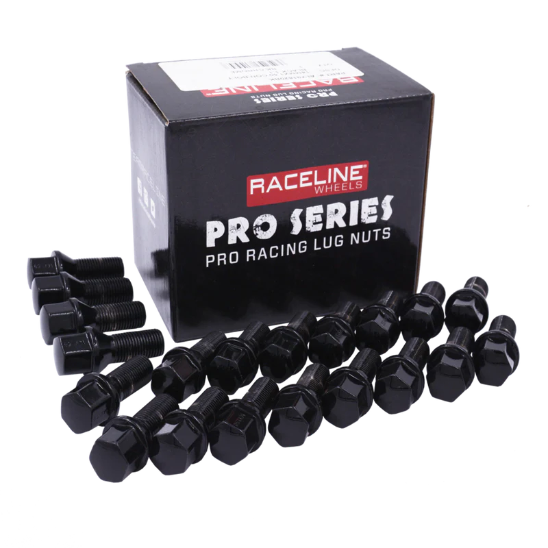 Raceline 16x1.5 21mm Conical Seat Black Lug Bolts (Set of 20)