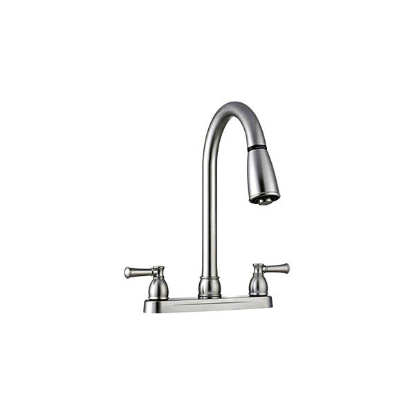 NONMETALLIC DUAL LEVER PULLDOWN RV KITCHEN FAUCET BRUSHED SATIN NICKEL