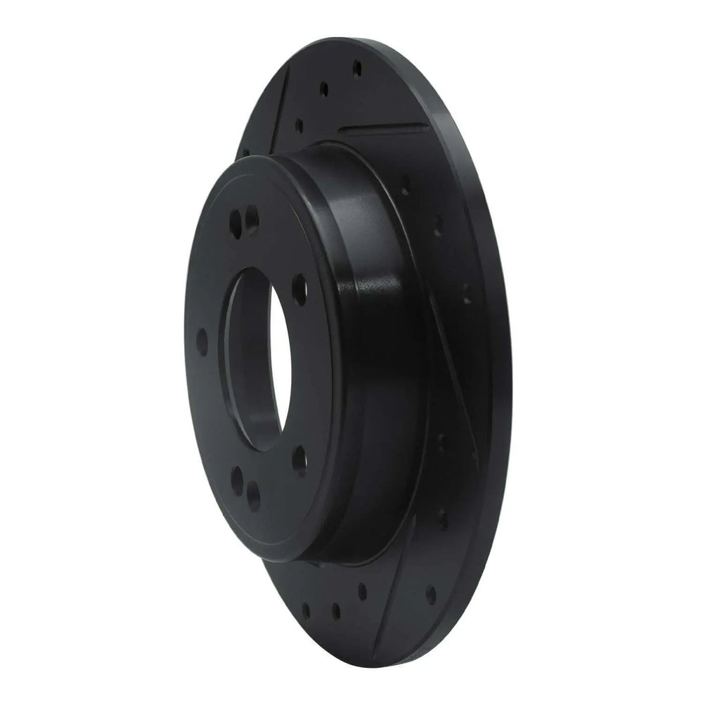 R1 11-25 Hyundai Kona Rear Left Drilled & Slotted Black Brake Rotor