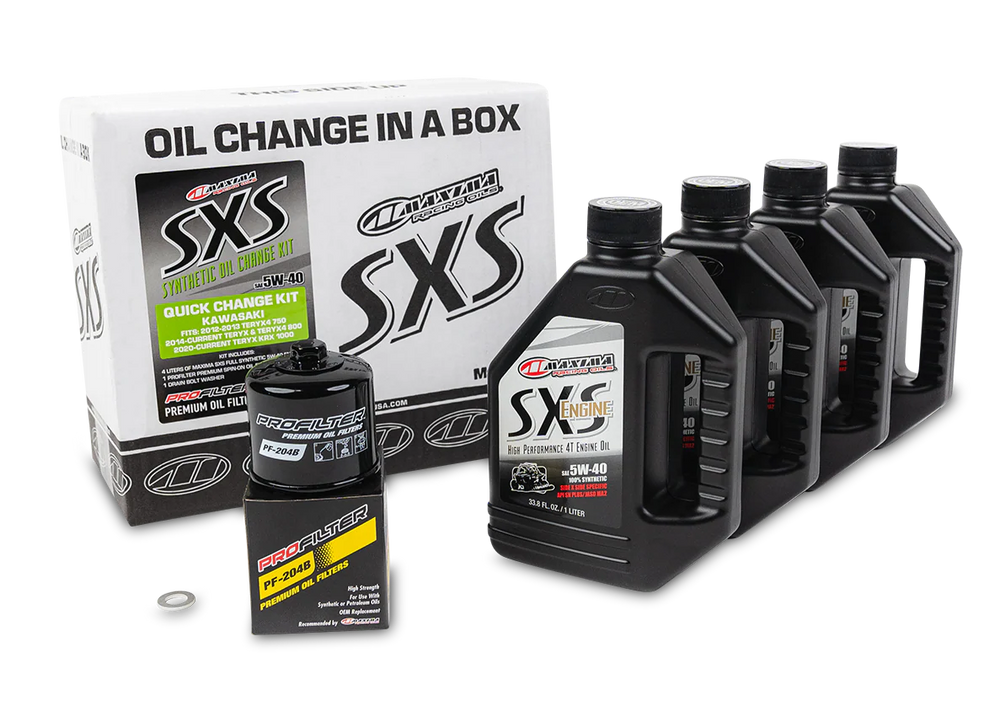 Maxima SXS Kawasaki Teryz KRX Quick Change Kit w/Full Synthetic 5W40 Engine Oil/Filter/Hardware