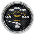 Autometer Marine Carbon Fiber Electric Oil Temperature Gauge 2-5/8in 140-300 Deg F