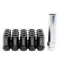 Megan Universal 35mm Heptagon Lug Nuts M12x1.25 (20 1 Key) Black Open-Ended