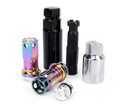 NRG M12x1.25 Steel Lug Nut w/Neochrome Al Tip/Dust Cap Cover Set 22pc Black/Neochrome w/Locks/Socket