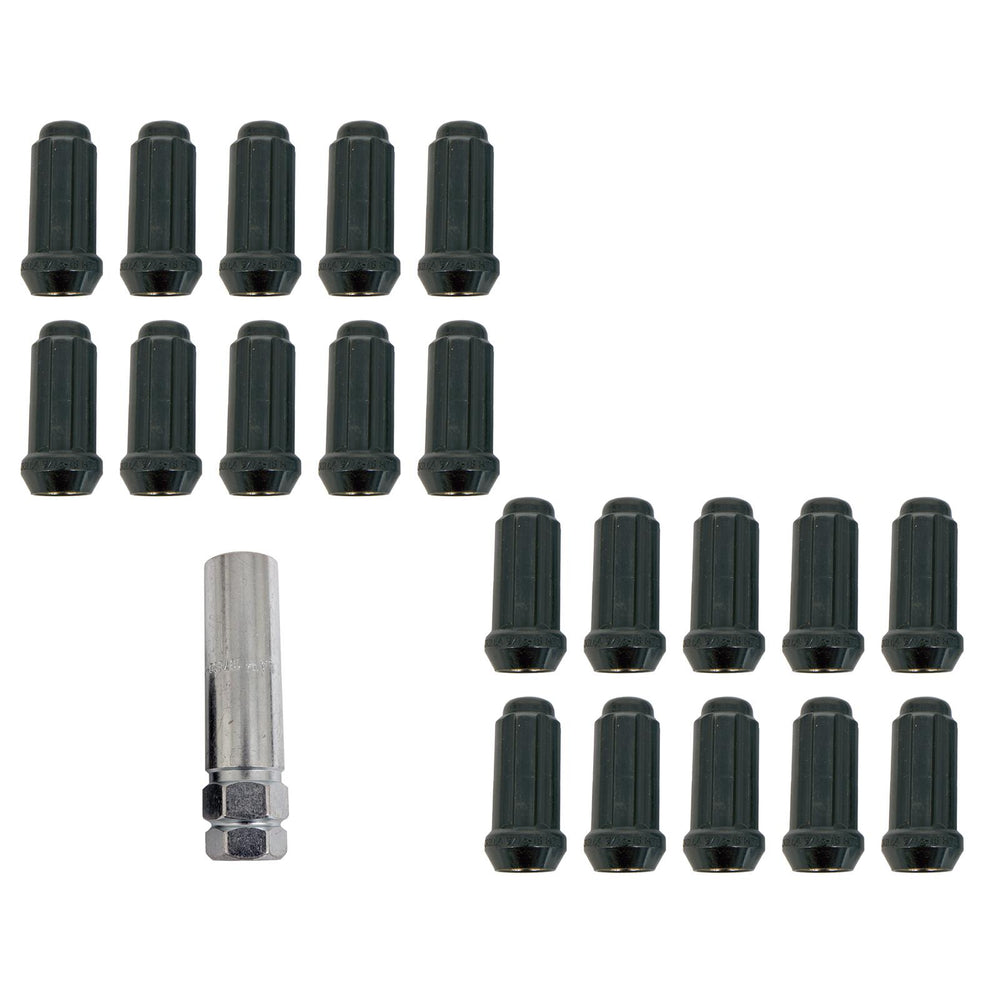 9/16IN DUPLEX ACORN5 LUG KIT SMALL DIAMETER DUPLEX BLACK CHROME (LUGS & KEY)