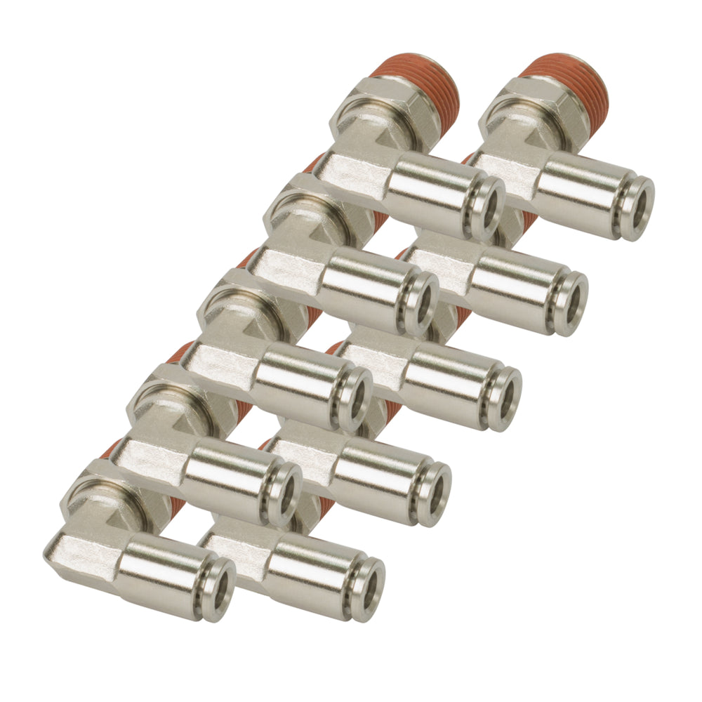 3/8 NPT(M) TO 1/4 AIRLINE 90 DEGREE SWIVEL ELBOW FITTING (10 PCS) DOT APPROVED