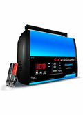 The Schumacher Electric 15A 6V/12V Fully Automatic Battery Charger automatically adjusts the amperage rate to charge and maintain Multi-stage charging for added precision safety and battery life for maintaining automotive and marine batteries.