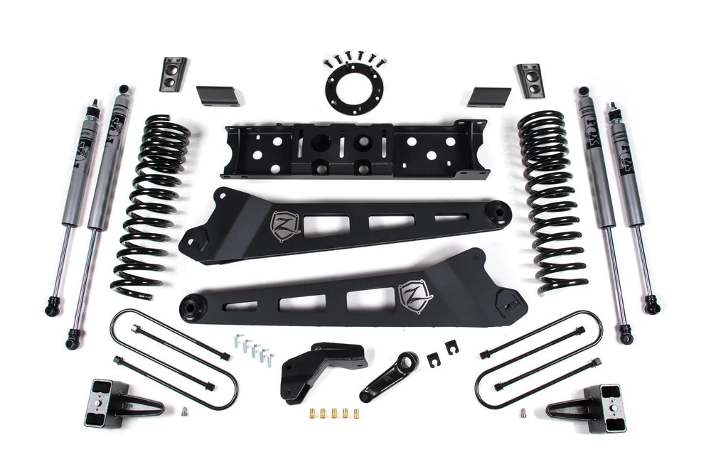 Zone Offroad 19-24 Ram 3500 6.5in Radius Arm Bracket - 5in Rear Block w/ Overload - Fox Shocks