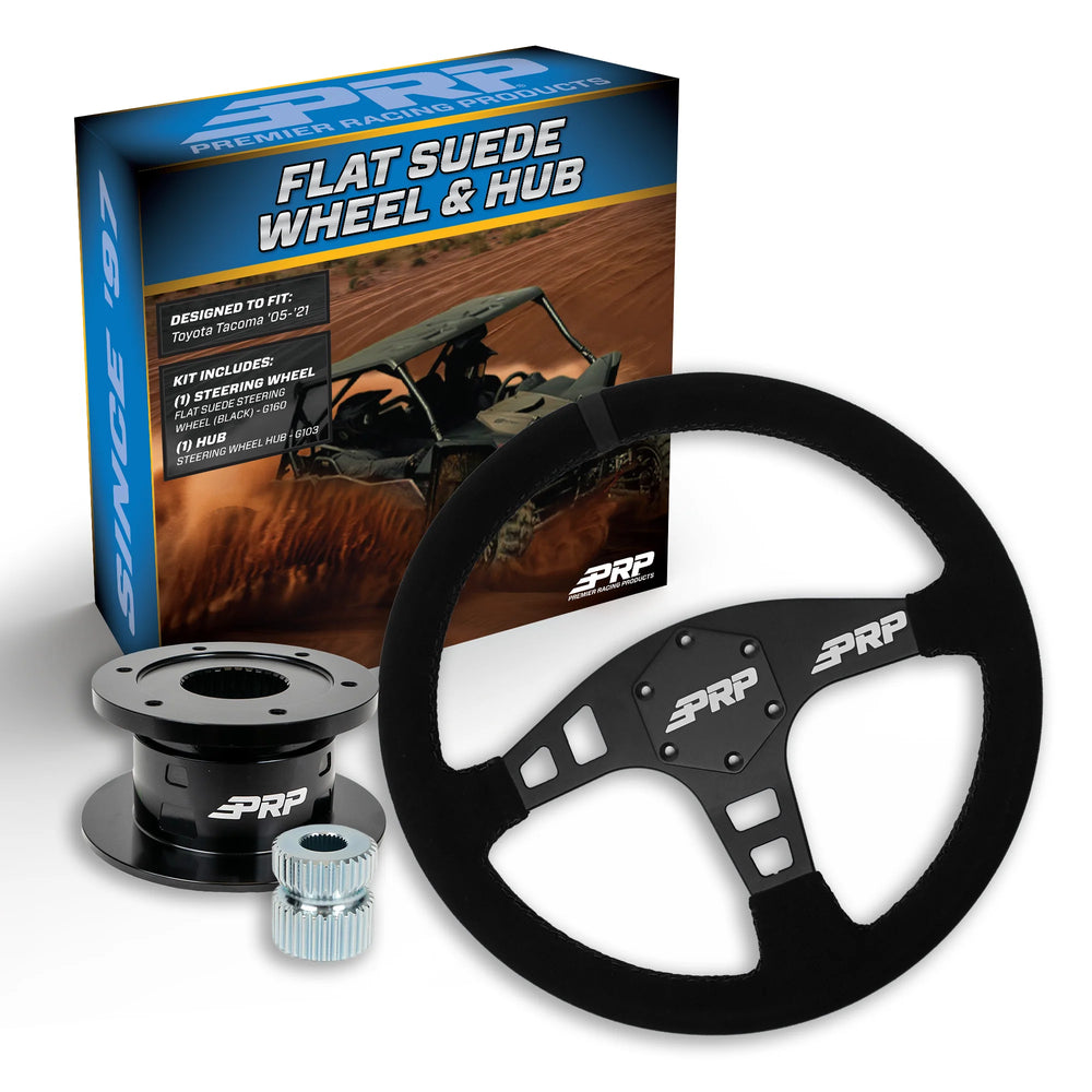 PRP Flat Suede Steering Wheel Kit Black with Quick Release Hub for Yamaha YXZ Viking Wolverine Rhino KG160-03