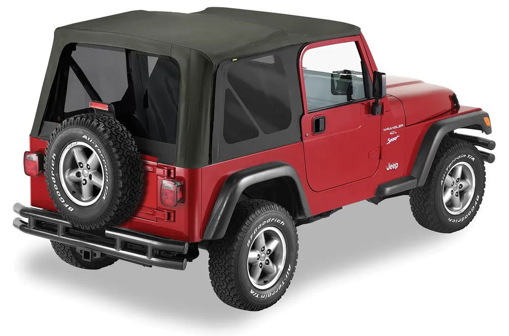 Bestop Replay OEM Replacement Top - 97-06 Wrangler TJ Exc. Unlimited (Black Denim; Tinted Windows; No Upper Door Skins Included) 51148-15