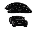 SET OF 4 CALIPER COVERS ENGRAVED FRONT/REAR MGP SILVER CHARACTERS BLACK POWDER