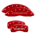 Set Of 4 Caliper Covers Engraved Front And Rear MGP Red Finish Silver Characters 2005-2005 Chevrolet Corvette MGP Caliper Covers