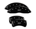 SET OF 4 CALIPER COVERS ENGRAVED FRONT/REAR MGP SILVER CHARACTERS BLACK POWDER