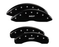 Set Of 4 Caliper Covers Engraved Front And Rear MGP Black Finish Silver Characters 2020-2023 Tesla Motors Y MGP Caliper Covers