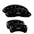 SET OF 4 CALIPER COVERS ENGRAVED FRONT/REAR MGP SILVER CHARACTERS BLACK POWDER