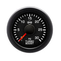 ~(0.8 lbs. 7X5X4)~ EV2 Black Bezel Red Pointer W/Black Hub Black Face White Numerals Green When Backlit (Ford) Turbo Boost 0-60Psi